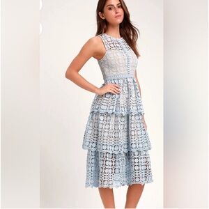 NWT Lace dress. Light blue. Sz Large